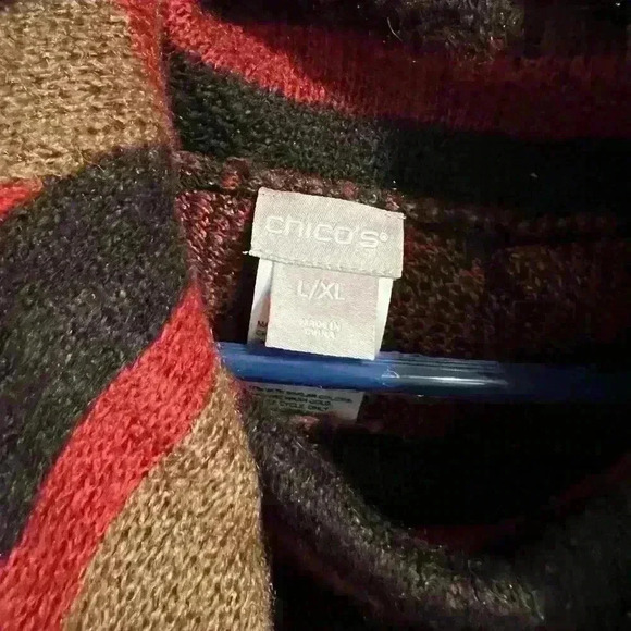 🔥Chico’s Plaid Embellished Cowl-Neck Poncho🔥 - Picture 5 of 6